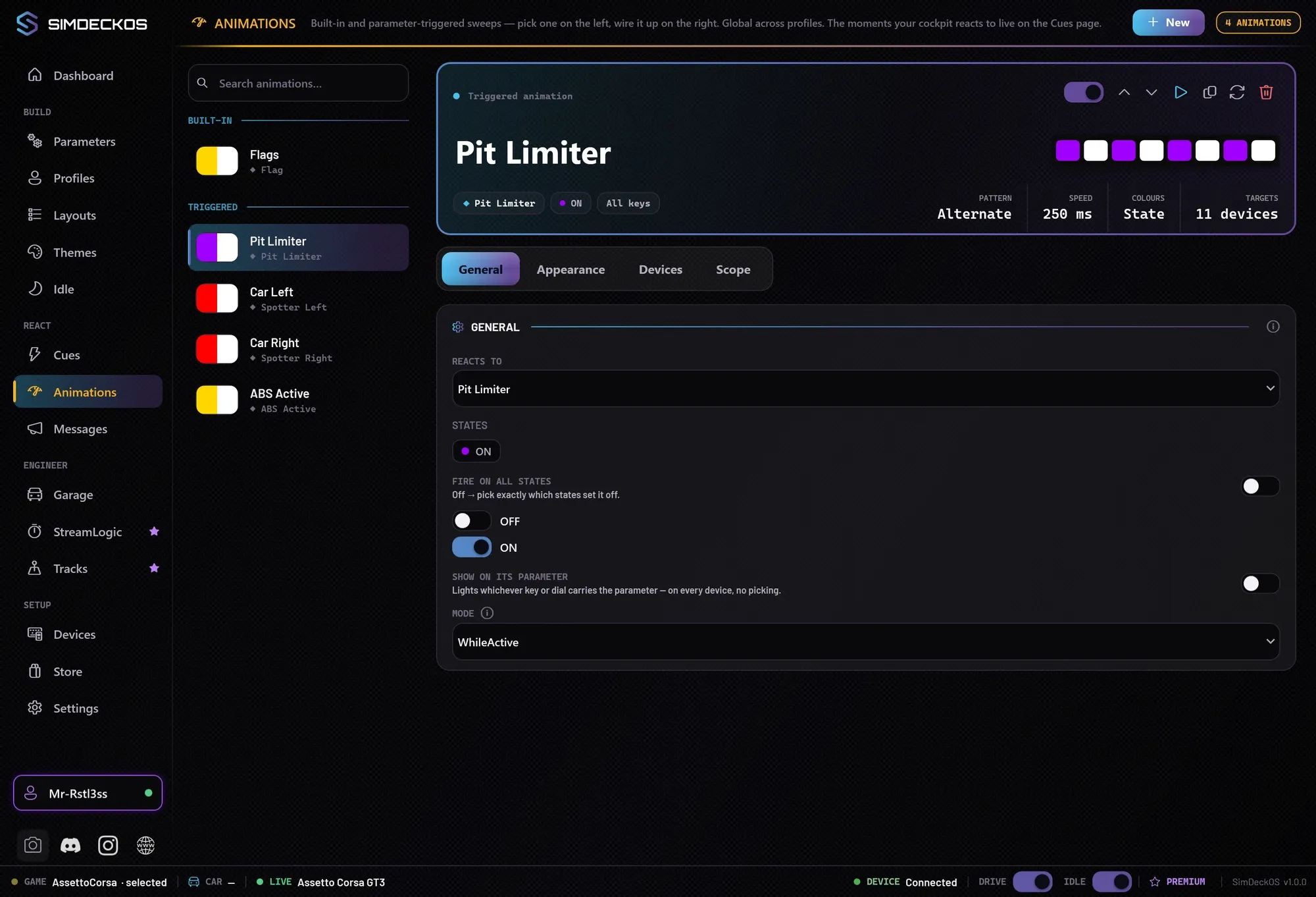 The SimDeckOS Animations page