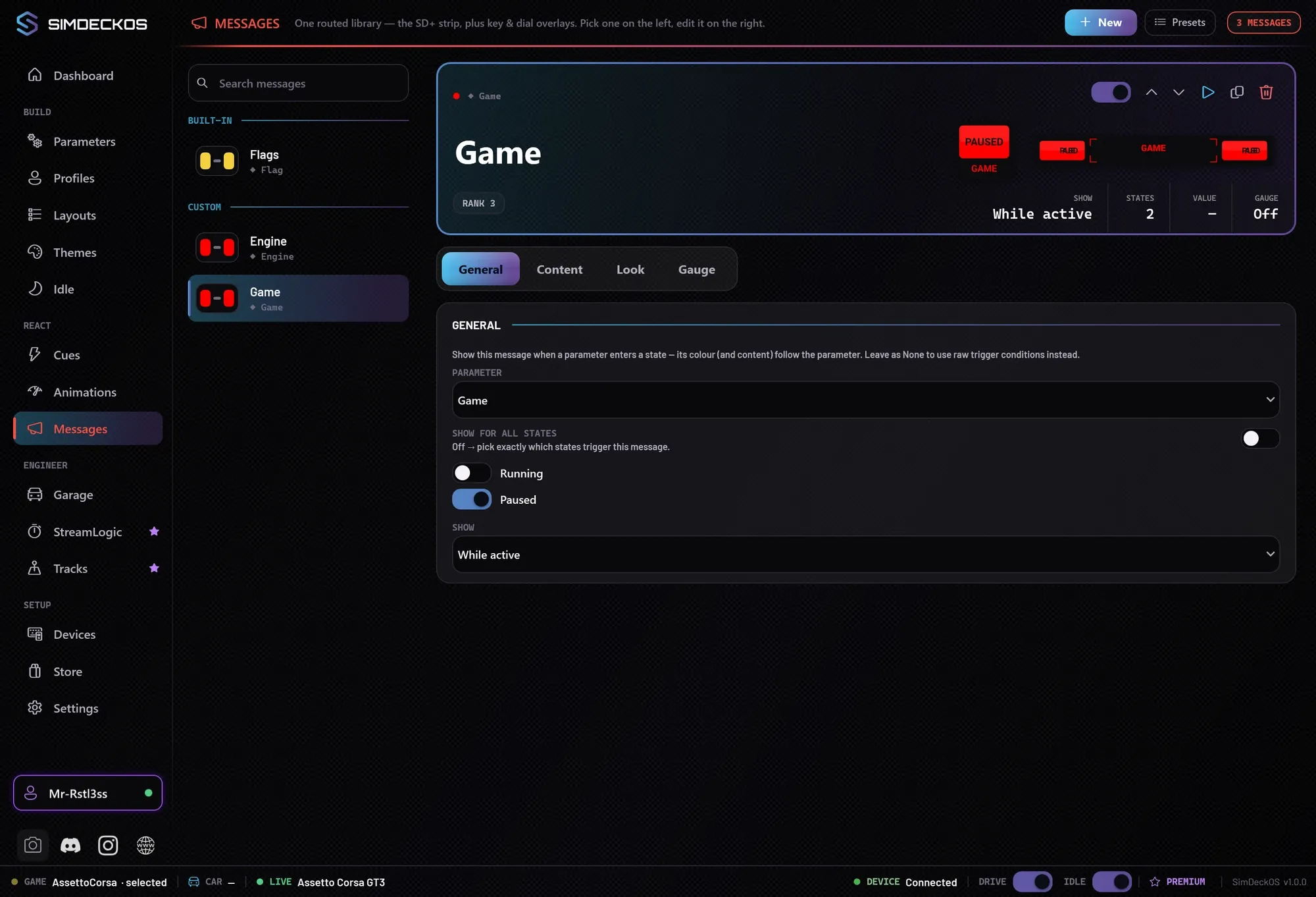 The SimDeckOS Messages page