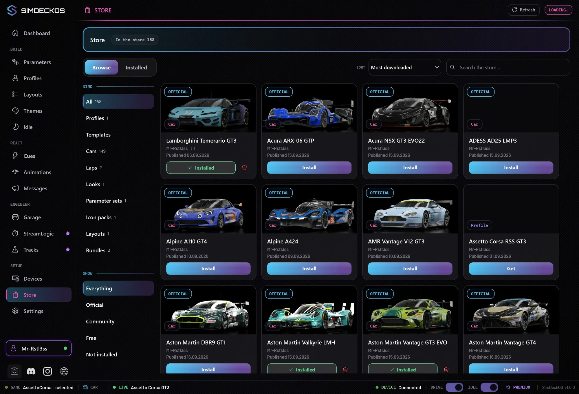 The SimDeckOS Store page