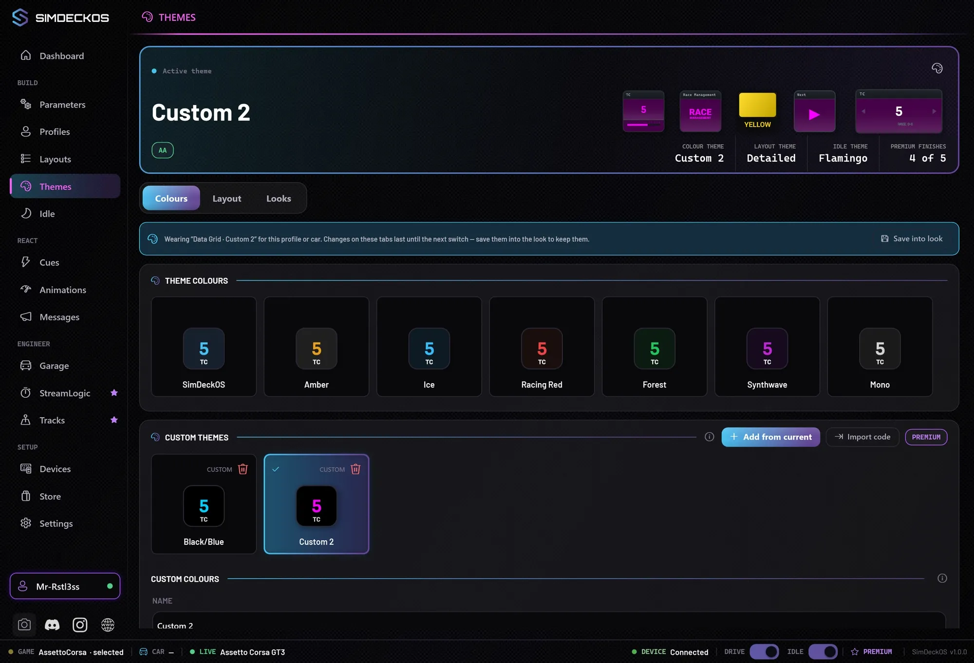 The SimDeckOS Themes page